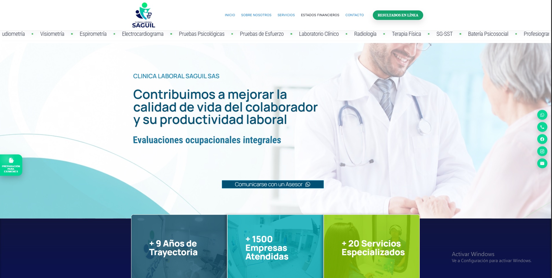 Diseño web Clínica Saguil — clínica médica especializada Colombia
