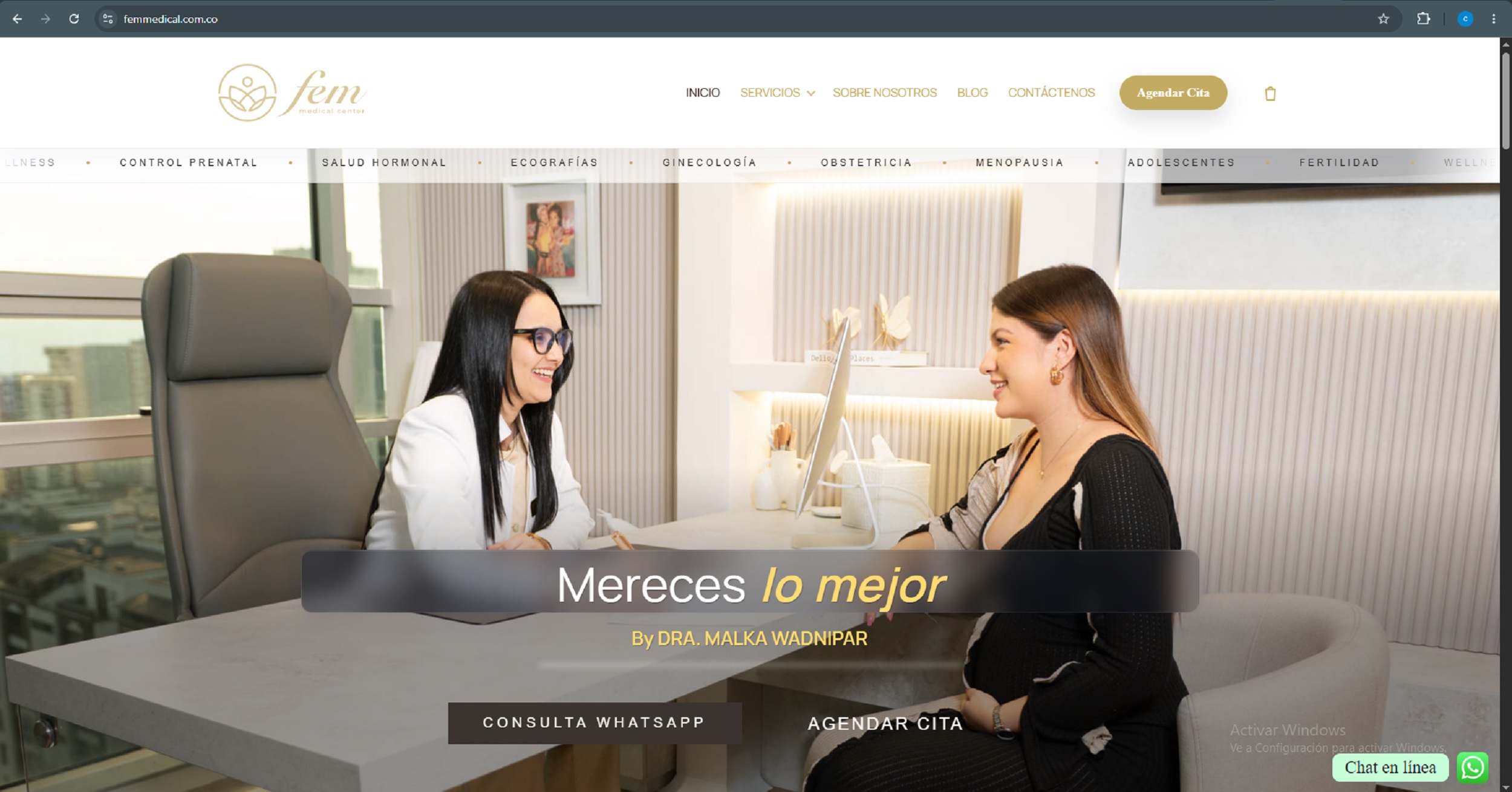 Diseño web Femmedical — centro médico estética femenina Colombia