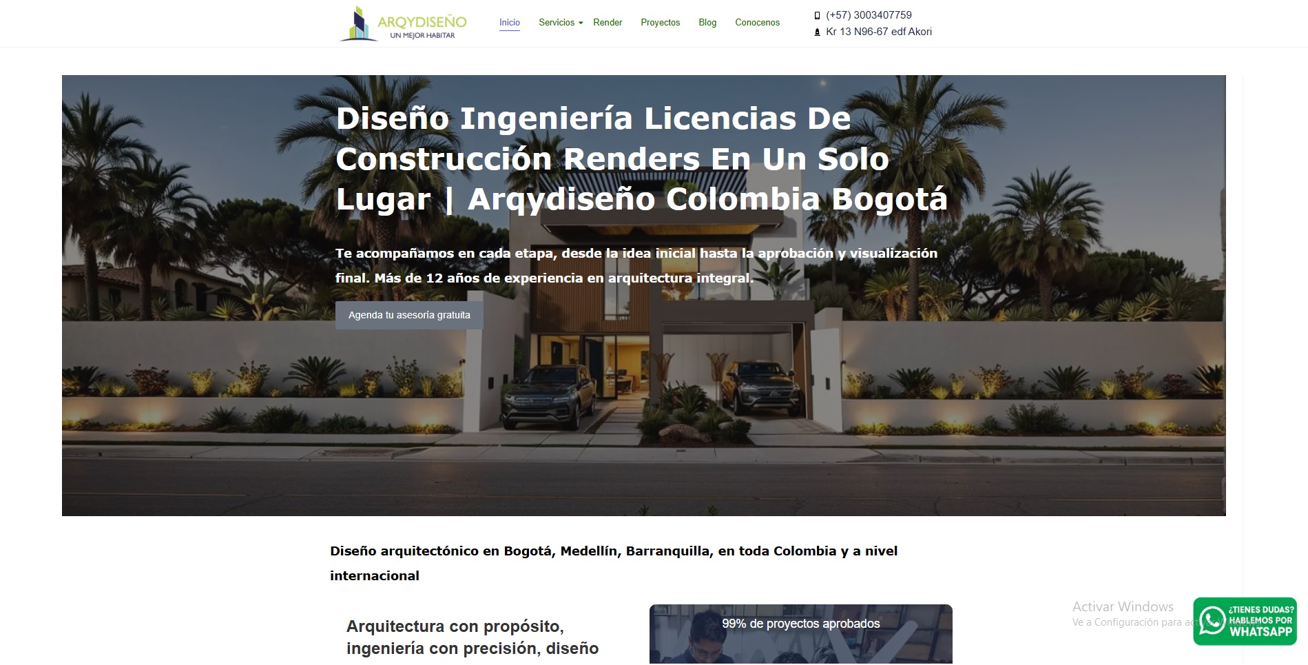 Diseño web Arq Diseño — estudio de arquitectura Colombia